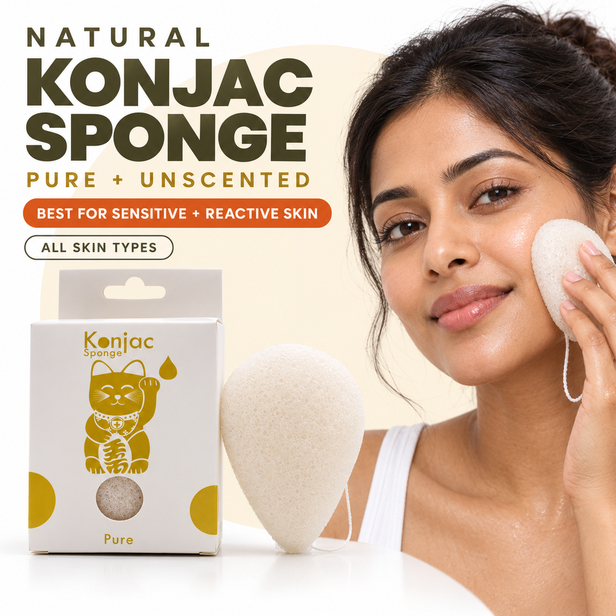 Esponja Konjac - Natural - Piel sensible