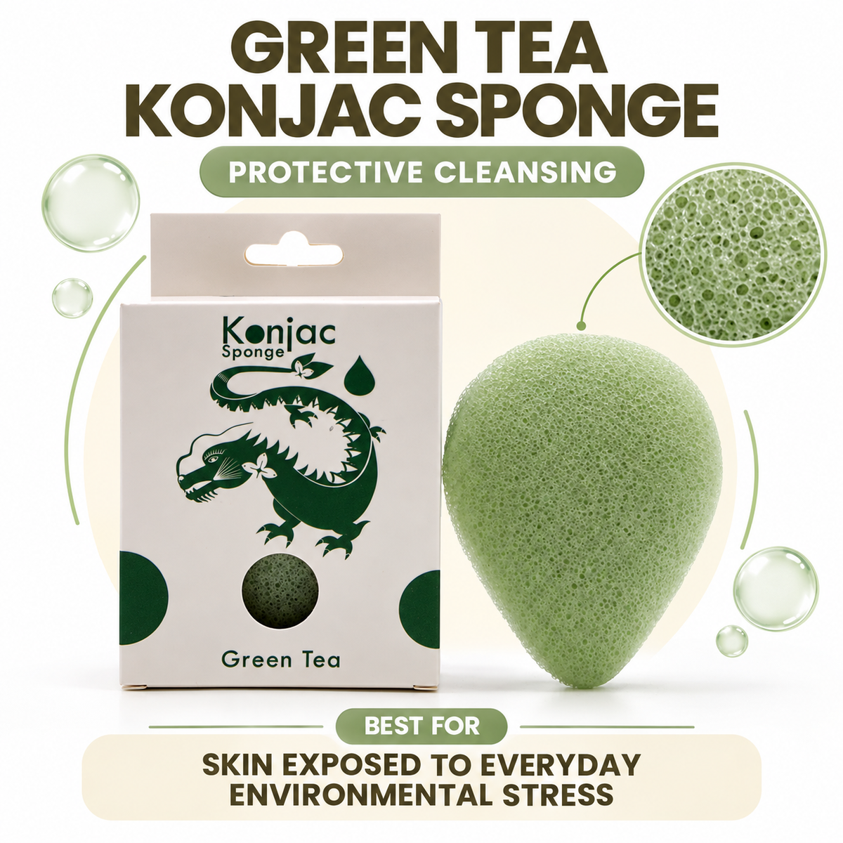 Konjac Sponge - Green Tea - Protective