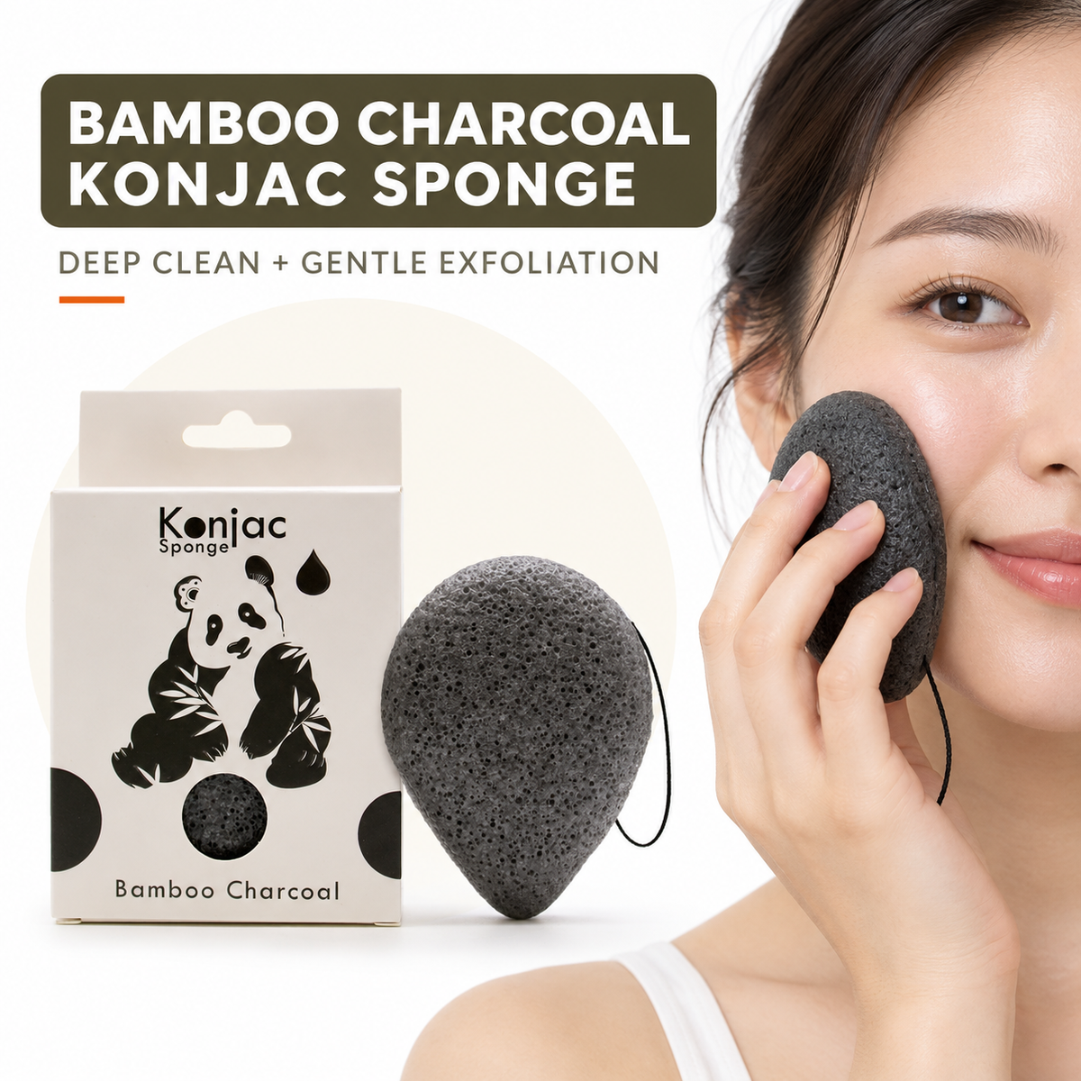 Konjac Sponge - Bamboo Charcoal - Anti-bacterial