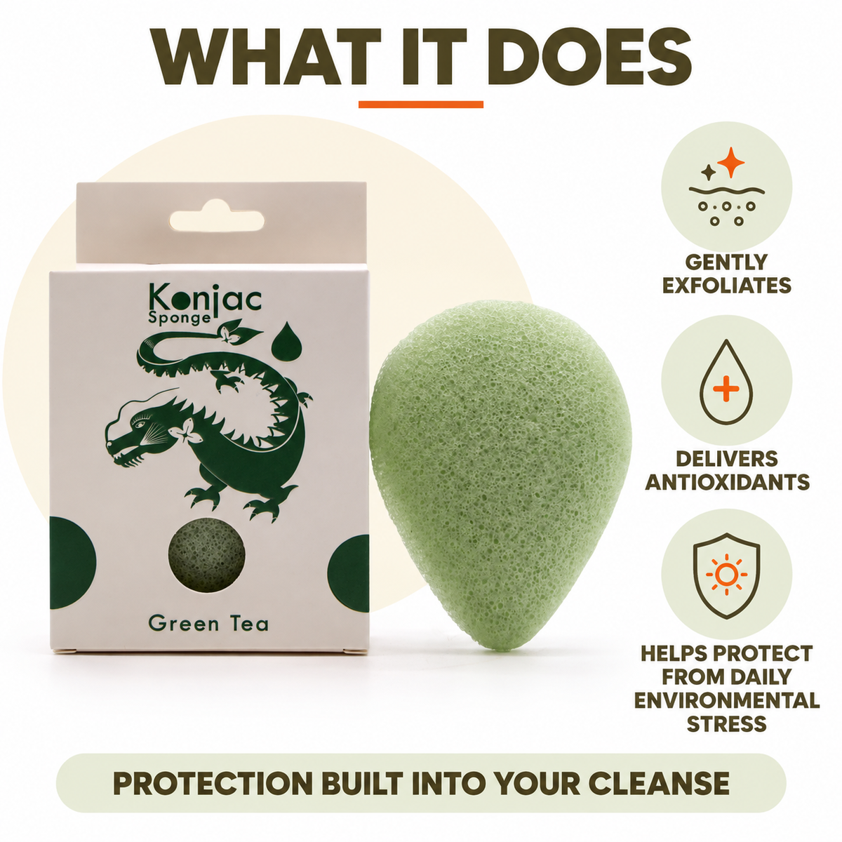 Konjac Sponge - Green Tea - Protective