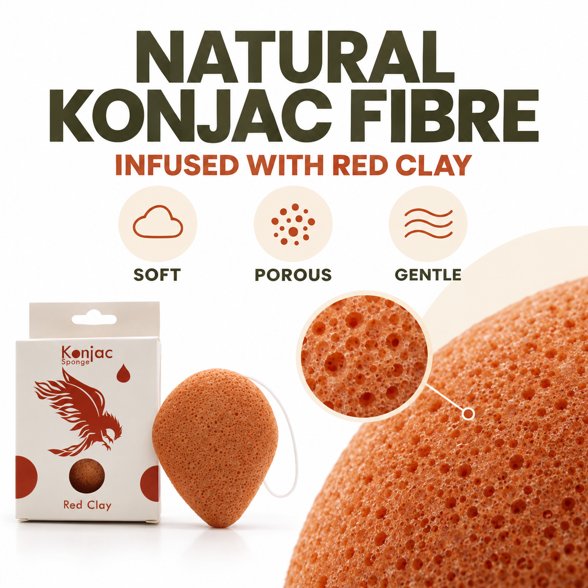 Konjac Sponge - Red Clay - Rejuvenating