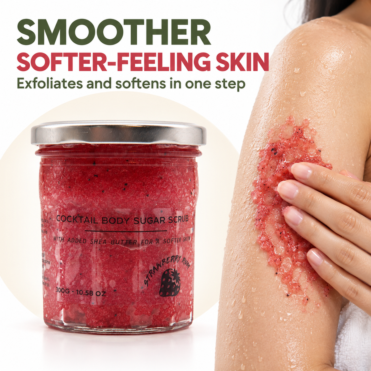 Fragranced Sugar Body Scrub - Strawberry Rum 300g