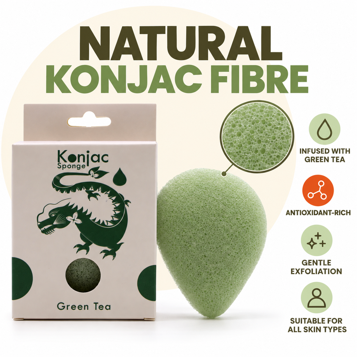 Konjac Sponge - Green Tea - Protective