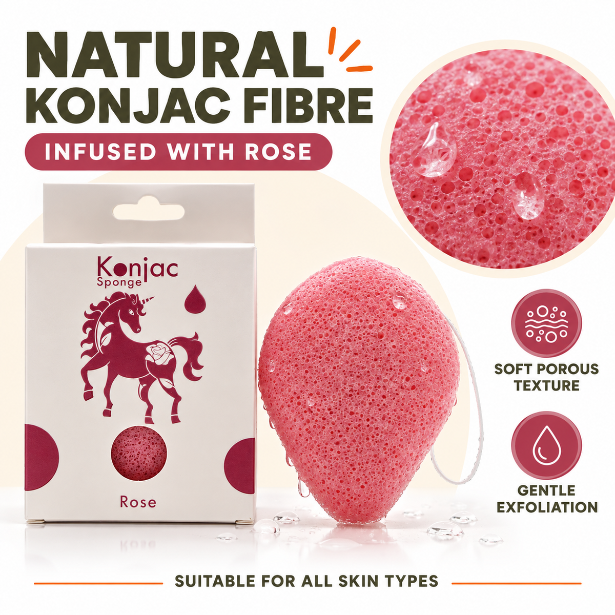 Esponja Konjac - Rosa - Antiedad