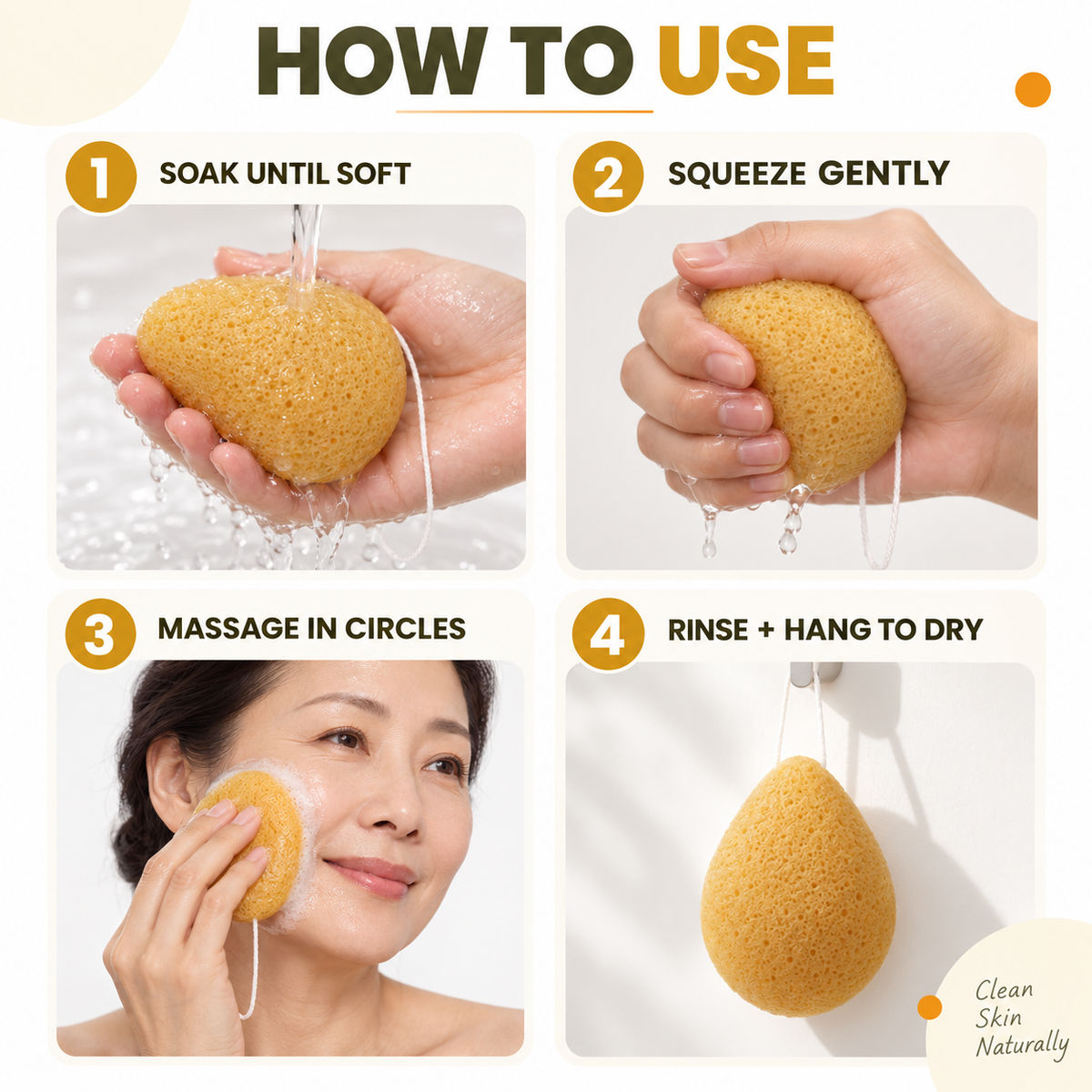 Konjac Sponge - Turmeric - Anti-wrinkle
