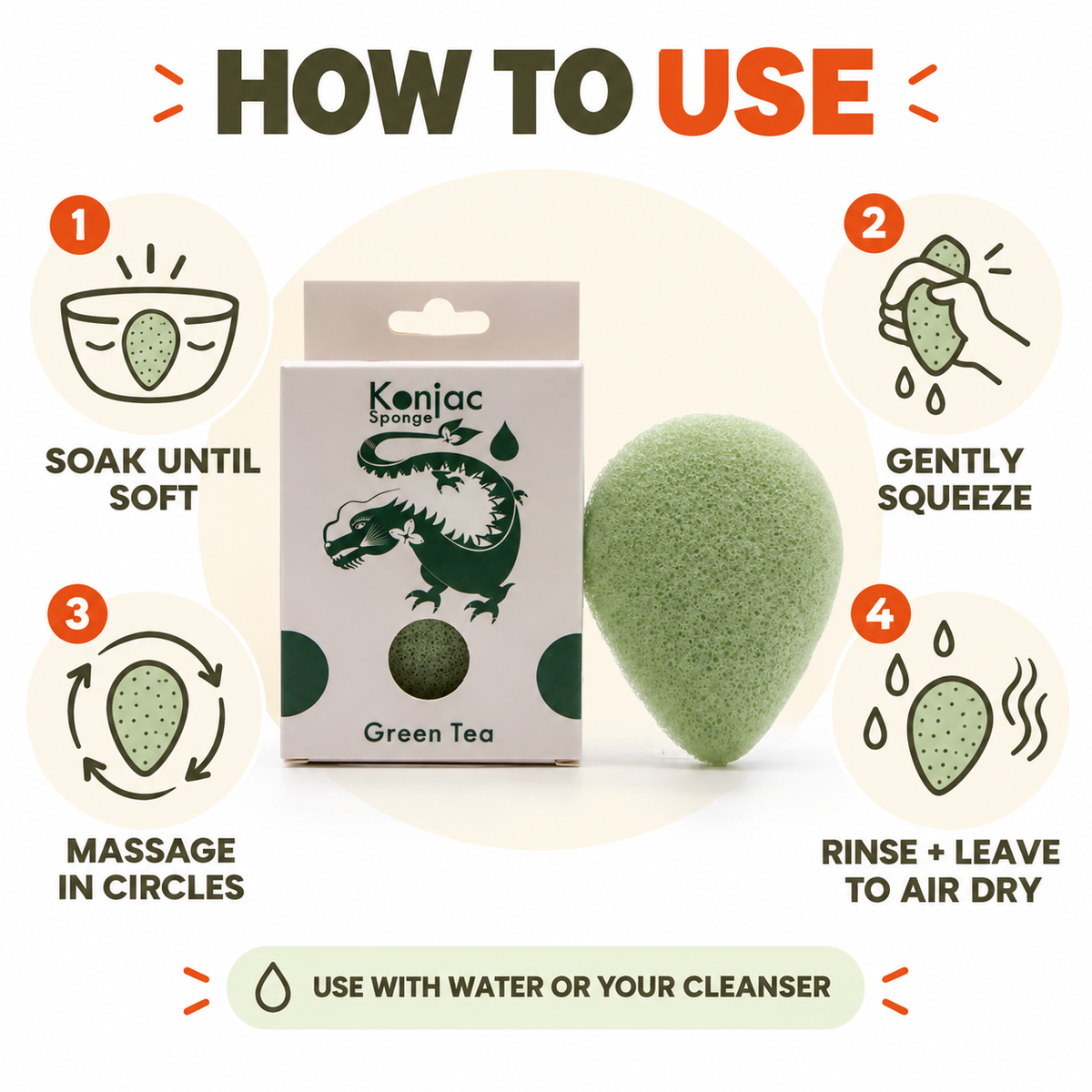 Konjac Sponge - Green Tea - Protective