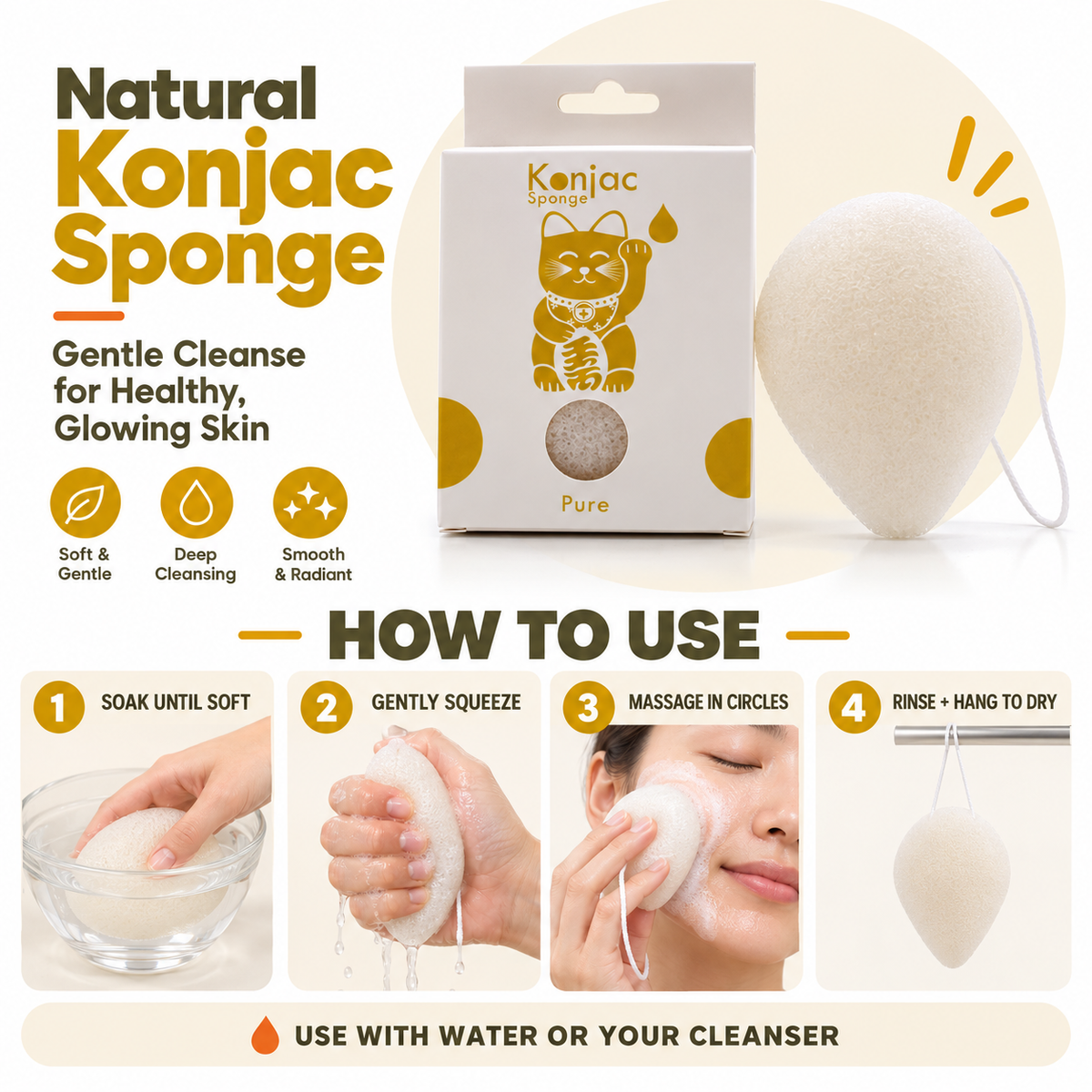 Esponja Konjac - Natural - Piel sensible