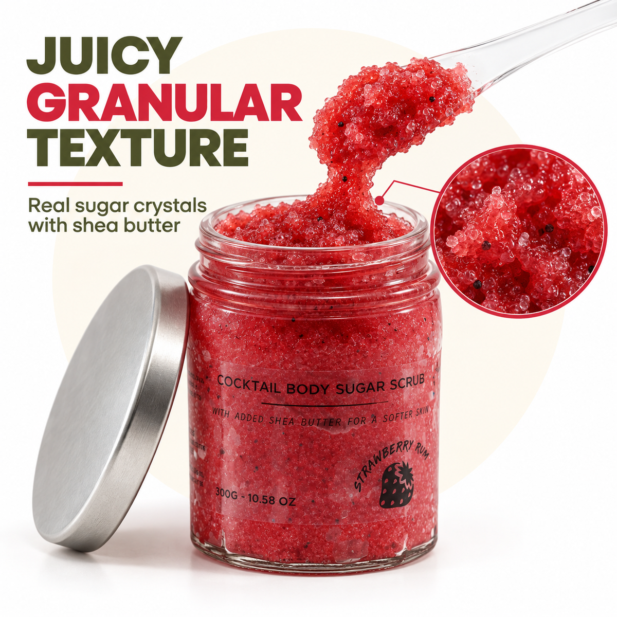 Fragranced Sugar Body Scrub - Strawberry Rum 300g