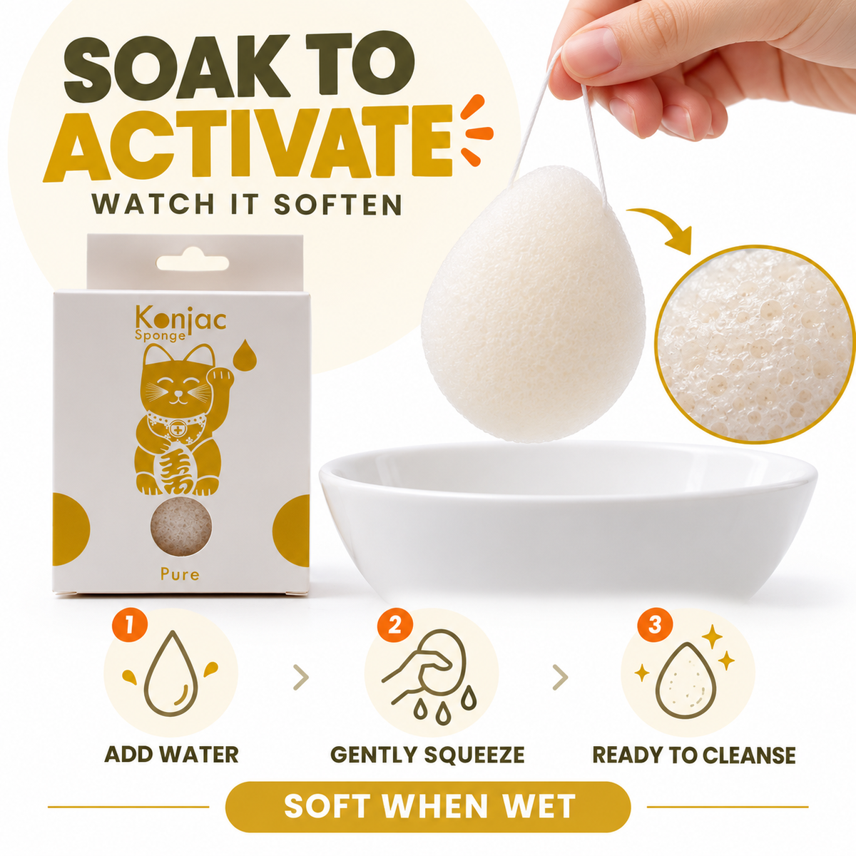 Esponja Konjac - Natural - Piel sensible