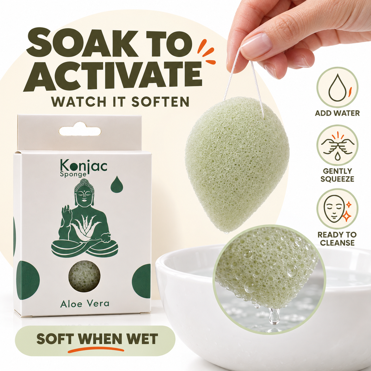 Konjac Sponge - Aloe Vera - Healing
