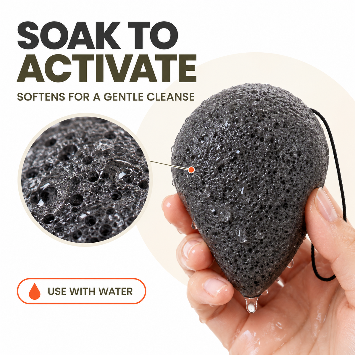 Konjac Sponge - Bamboo Charcoal - Anti-bacterial