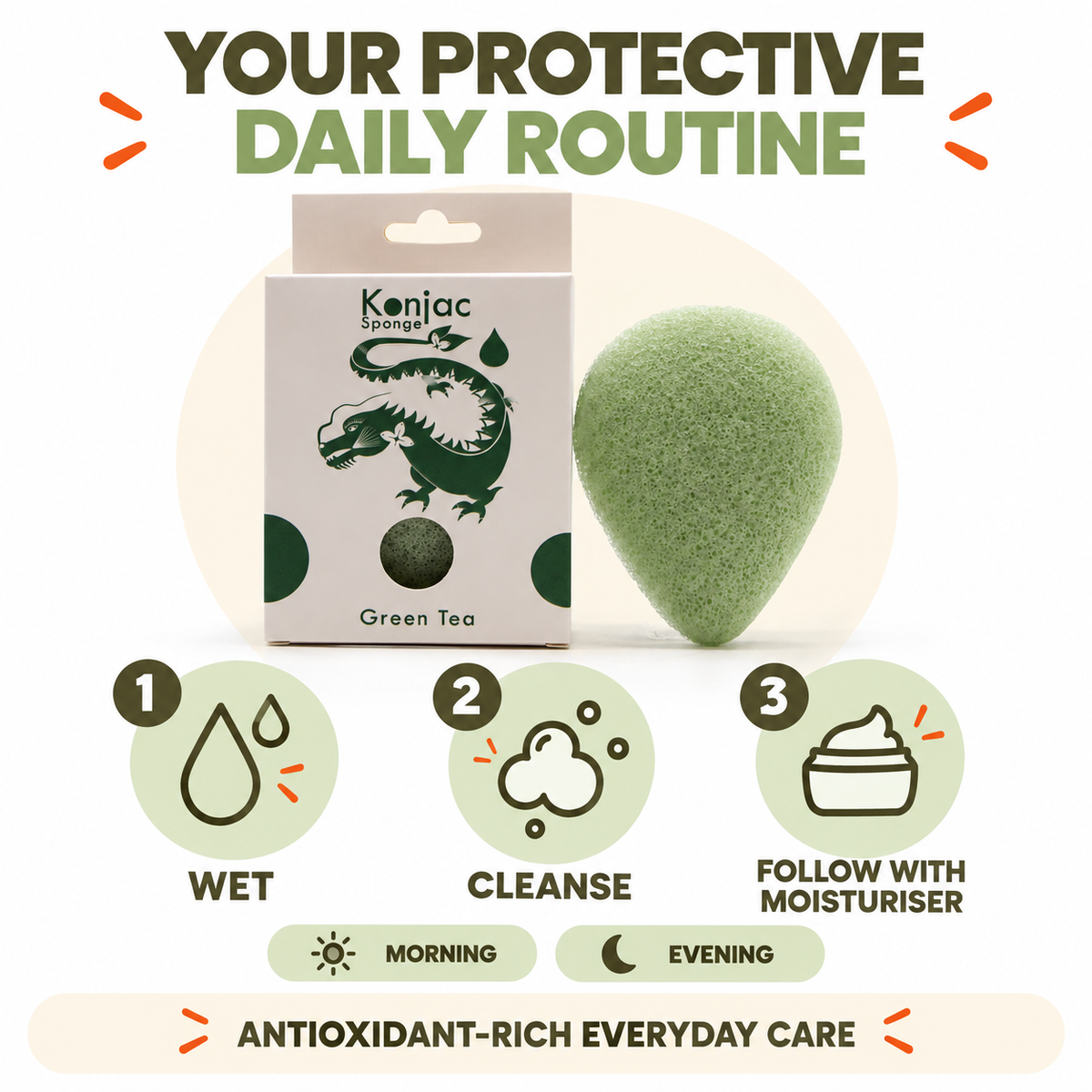Konjac Sponge - Green Tea - Protective