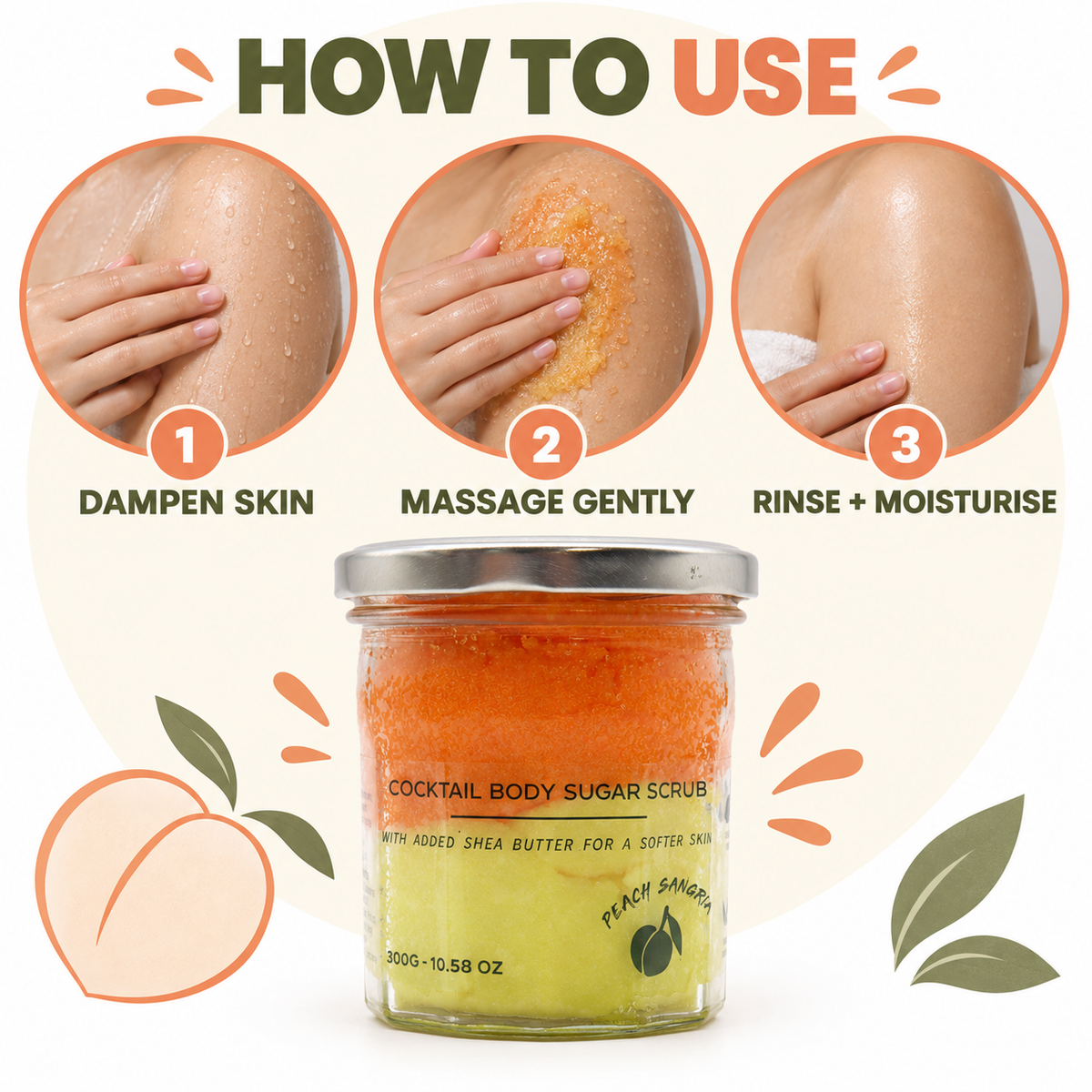 Fragranced Sugar Body Scrub - Peach Sangria 300g