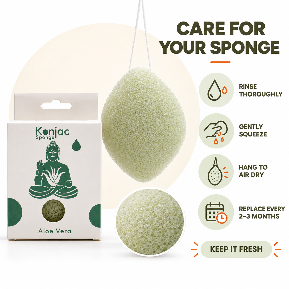 Konjac Sponge - Aloe Vera - Healing
