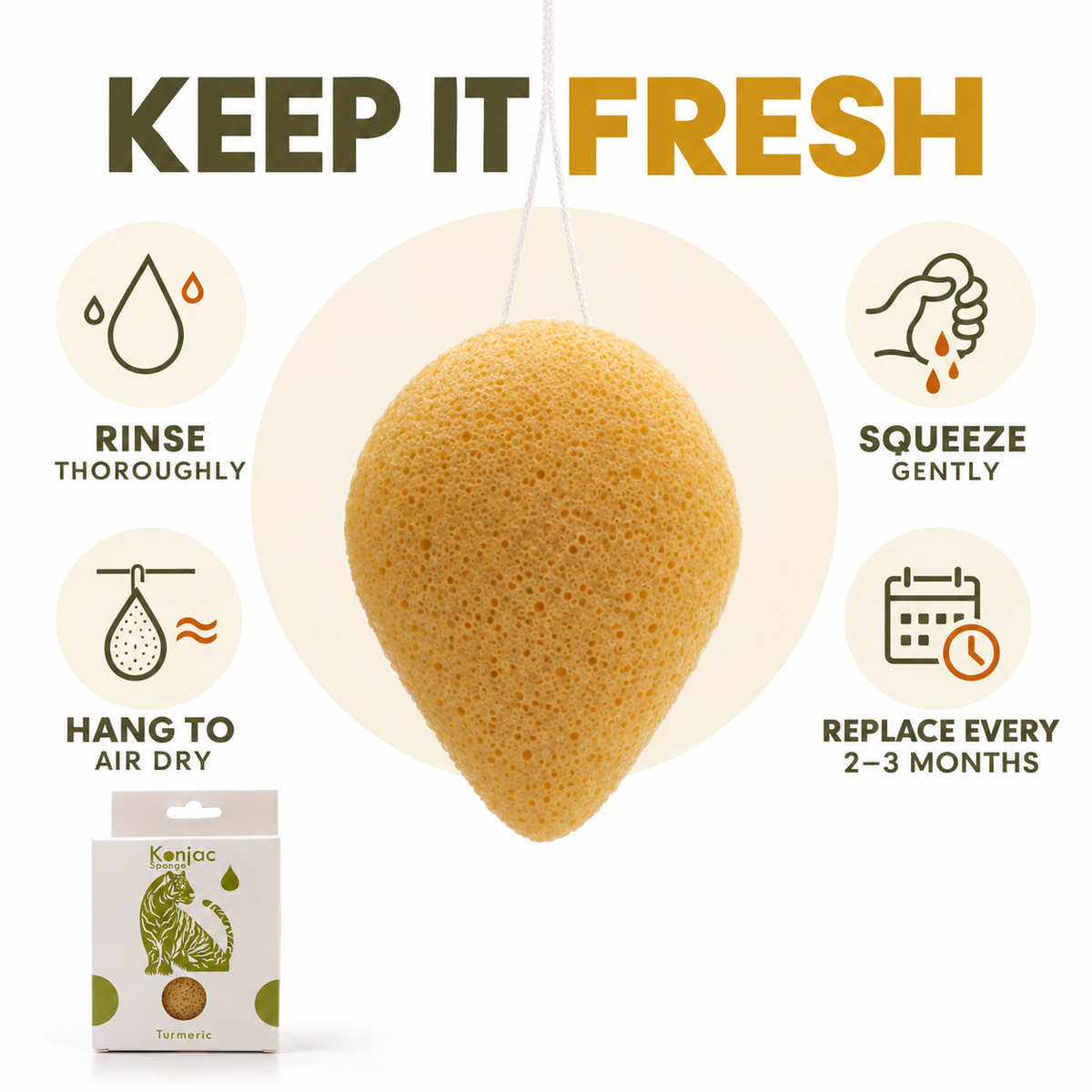 Konjac Sponge - Turmeric - Anti-wrinkle