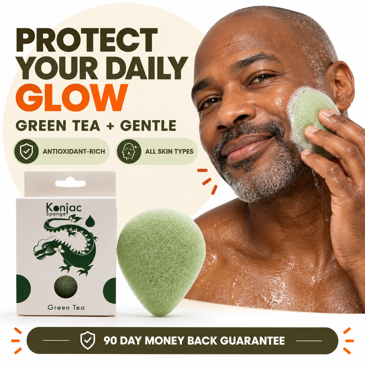 Konjac Sponge - Green Tea - Protective