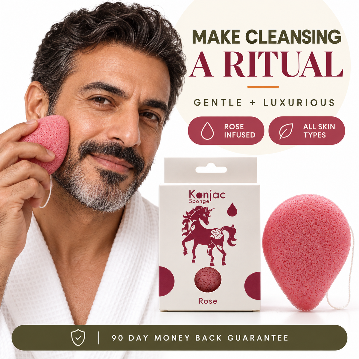 Esponja Konjac - Rosa - Antiedad