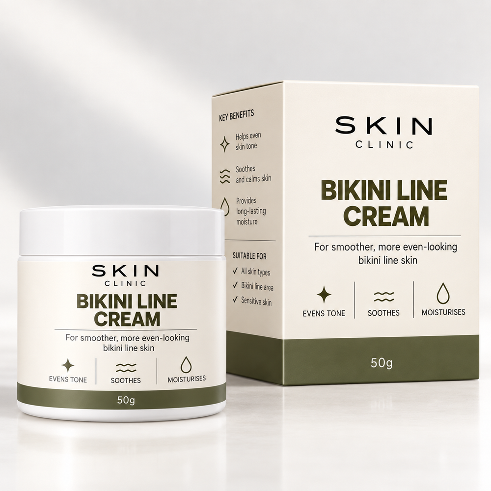 Skin Clinic Bikini Line Cream jar and box